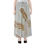 Lycoptera Fish Fossil Print Chiffon Maxi Skirt