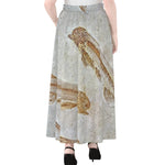 Lycoptera Fish Fossil Print Chiffon Maxi Skirt
