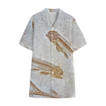 Lycoptera Fish Fossil Print Cotton Hawaiian Shirt