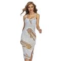 Lycoptera Fish Fossil Print Cross Back Cami Dress