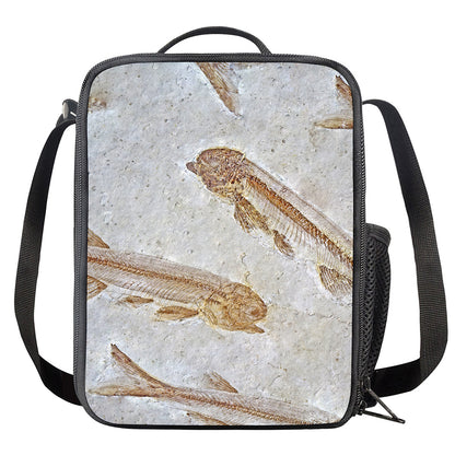 Lycoptera Fish Fossil Print Crossbody Lunch Bag