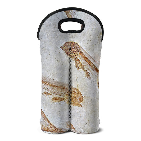 Lycoptera Fish Fossil Print Double Neoprene Wine Tote