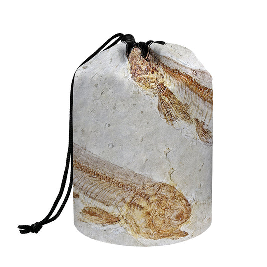 Lycoptera Fish Fossil Print Drawstring Makeup Bag