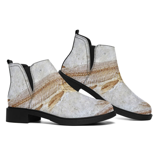 Lycoptera Fish Fossil Print Flat Ankle Boots