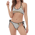 Lycoptera Fish Fossil Print Halter Scoop Tie Side Bikini
