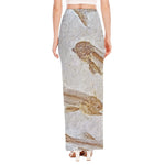 Lycoptera Fish Fossil Print High Slit Maxi Skirt