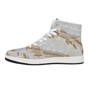 Lycoptera Fish Fossil Print High Top Leather Sneakers