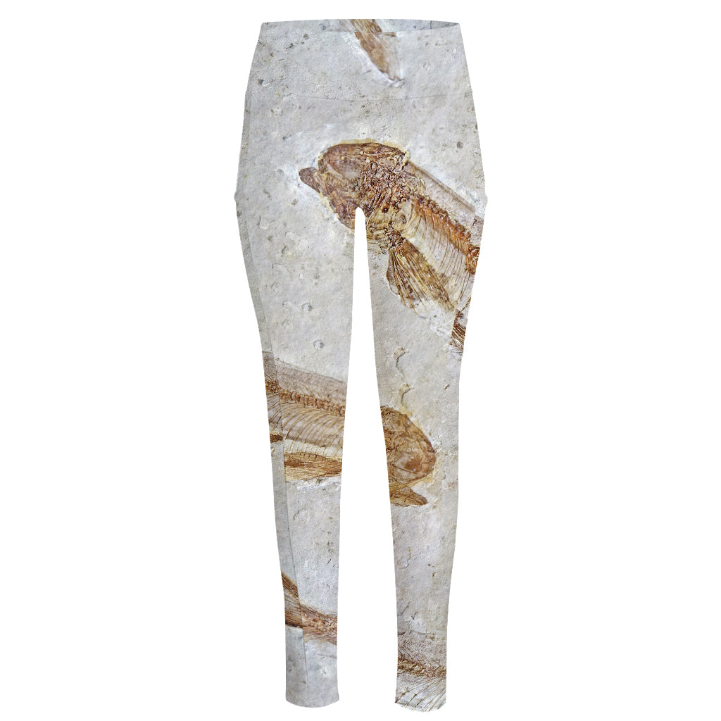 Lycoptera Fish Fossil Print High-Waisted Pocket Leggings