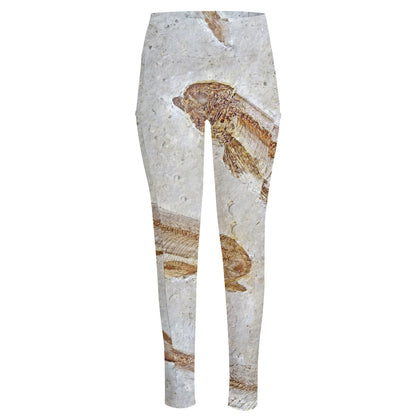 Lycoptera Fish Fossil Print High-Waisted Pocket Leggings