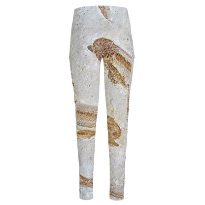 Lycoptera Fish Fossil Print High-Waisted Pocket Leggings