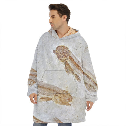 Lycoptera Fish Fossil Print Hoodie Blanket