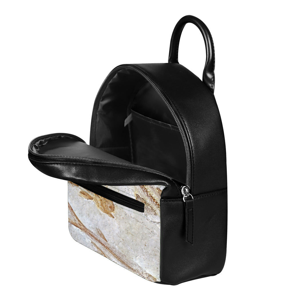 Lycoptera Fish Fossil Print Leather Backpack