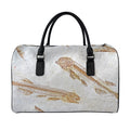 Lycoptera Fish Fossil Print Leather Duffel Bag