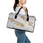 Lycoptera Fish Fossil Print Leather Duffle Bag