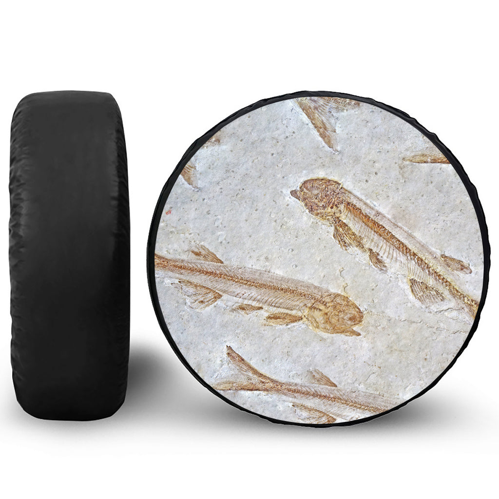 Lycoptera Fish Fossil Print Leather Spare Tire Cover