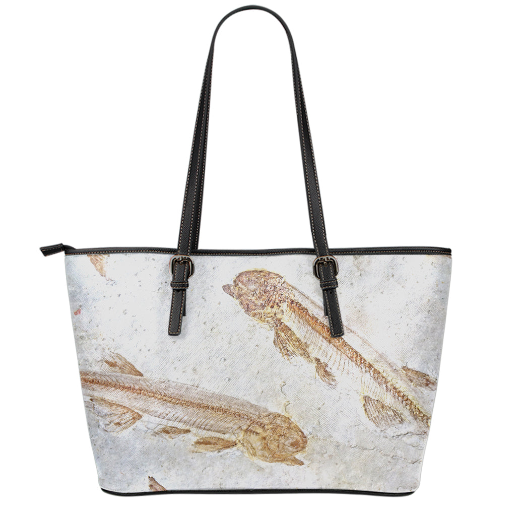 Lycoptera Fish Fossil Print Leather Tote Bag