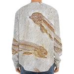Lycoptera Fish Fossil Print Long Sleeve Baseball Jersey