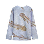 Lycoptera Fish Fossil Print Long Sleeve Short Coat