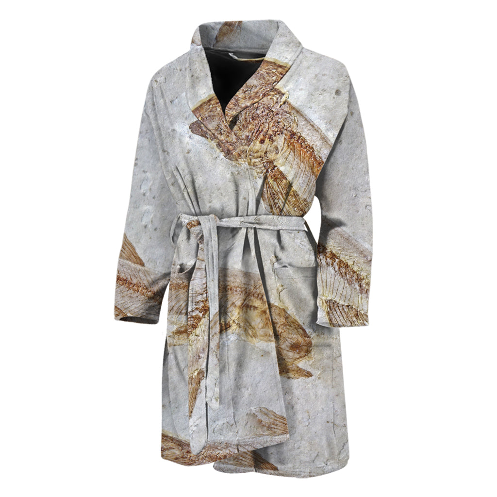 Lycoptera Fish Fossil Print Men's Bathrobe