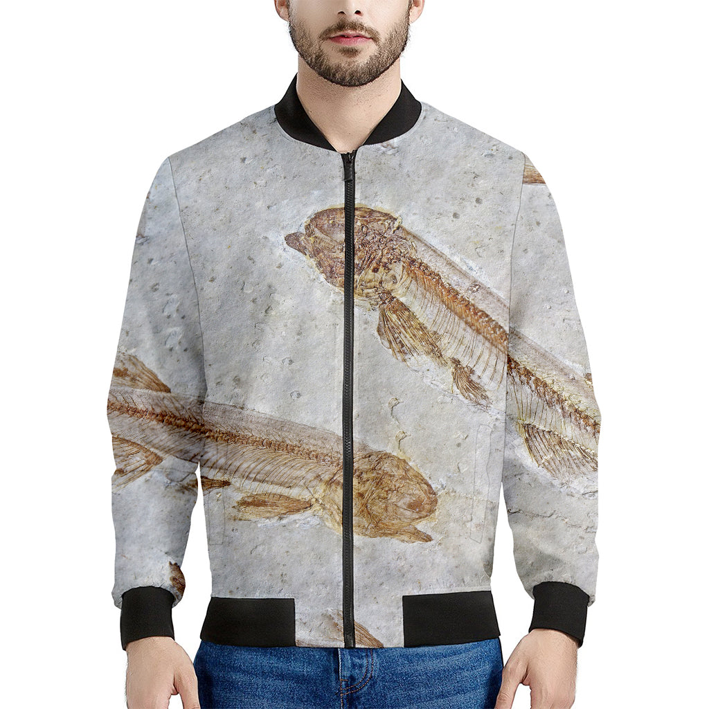 Lycoptera Fish Fossil Print Men's Bomber Jacket