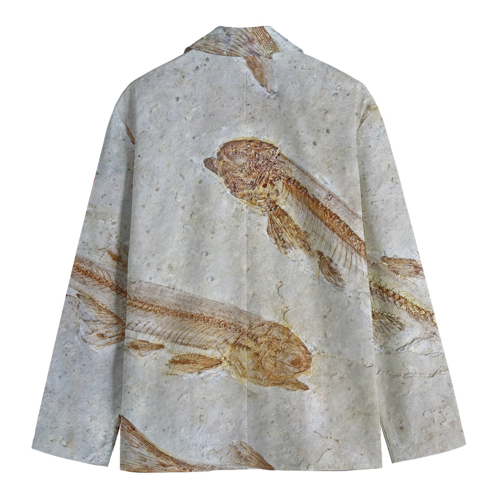 Lycoptera Fish Fossil Print Men's Cotton Blazer