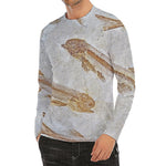 Lycoptera Fish Fossil Print Men's Long Sleeve Rash Guard