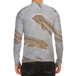 Lycoptera Fish Fossil Print Men's Long Sleeve Rash Guard