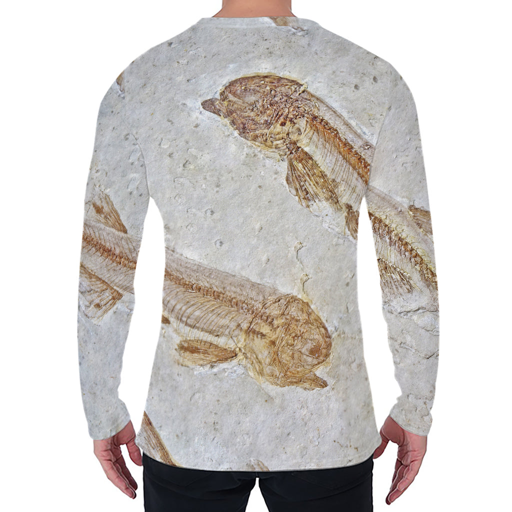 Lycoptera Fish Fossil Print Men's Long Sleeve T-Shirt