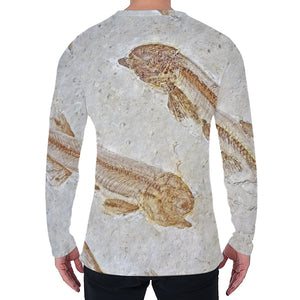 Lycoptera Fish Fossil Print Men's Long Sleeve T-Shirt