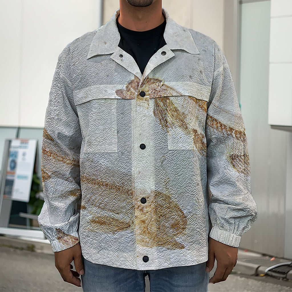 Lycoptera Fish Fossil Print Men's Shirt Jacket