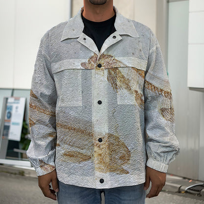 Lycoptera Fish Fossil Print Men's Shirt Jacket