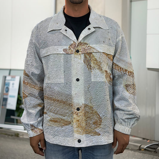 Lycoptera Fish Fossil Print Men's Shirt Jacket
