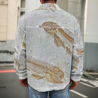 Lycoptera Fish Fossil Print Men's Shirt Jacket
