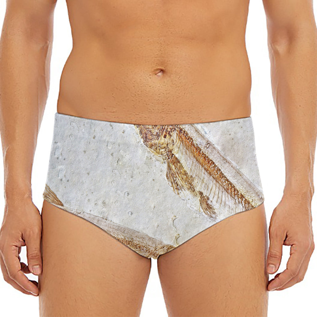 Lycoptera Fish Fossil Print Men's Triangle Swim Briefs