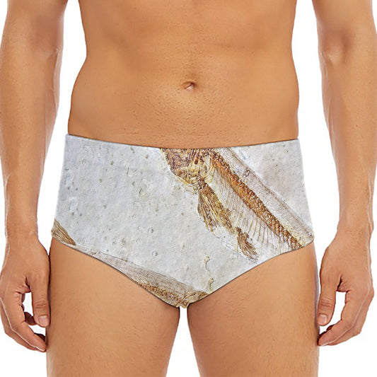 Lycoptera Fish Fossil Print Men's Triangle Swim Briefs
