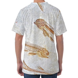 Lycoptera Fish Fossil Print Men's Velvet T-Shirt