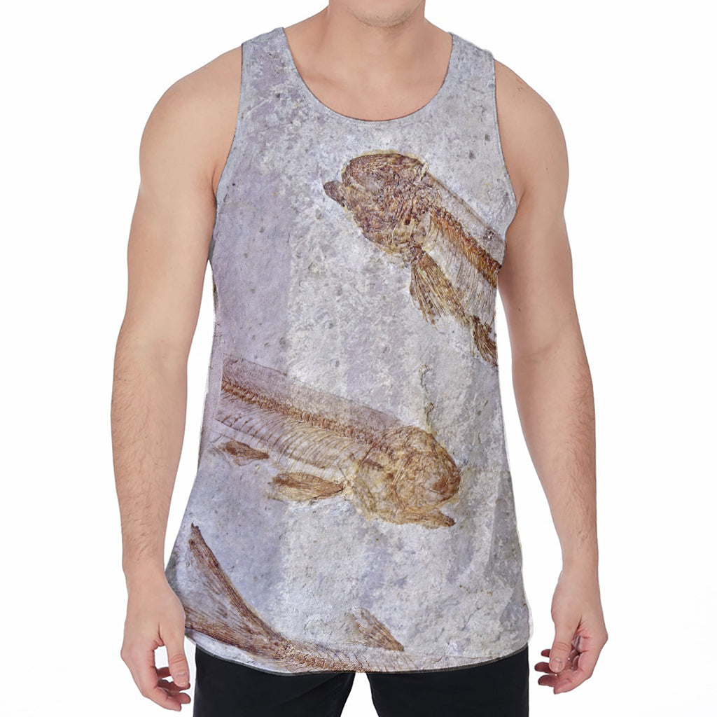 Lycoptera Fish Fossil Print Men's Velvet Tank Top