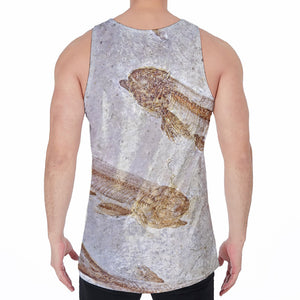 Lycoptera Fish Fossil Print Men's Velvet Tank Top