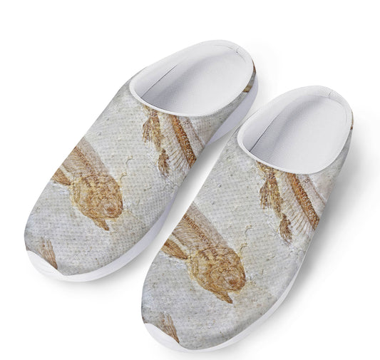 Lycoptera Fish Fossil Print Mesh Casual Shoes