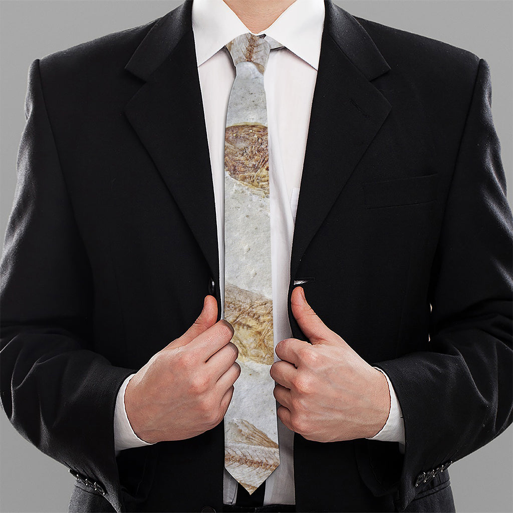 Lycoptera Fish Fossil Print Necktie