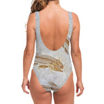 Lycoptera Fish Fossil Print One Piece Swimsuit