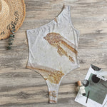 Lycoptera Fish Fossil Print One Shoulder Bodysuit