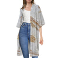 Lycoptera Fish Fossil Print Open Front Beach Cover Up