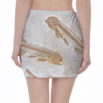 Lycoptera Fish Fossil Print Pencil Mini Skirt