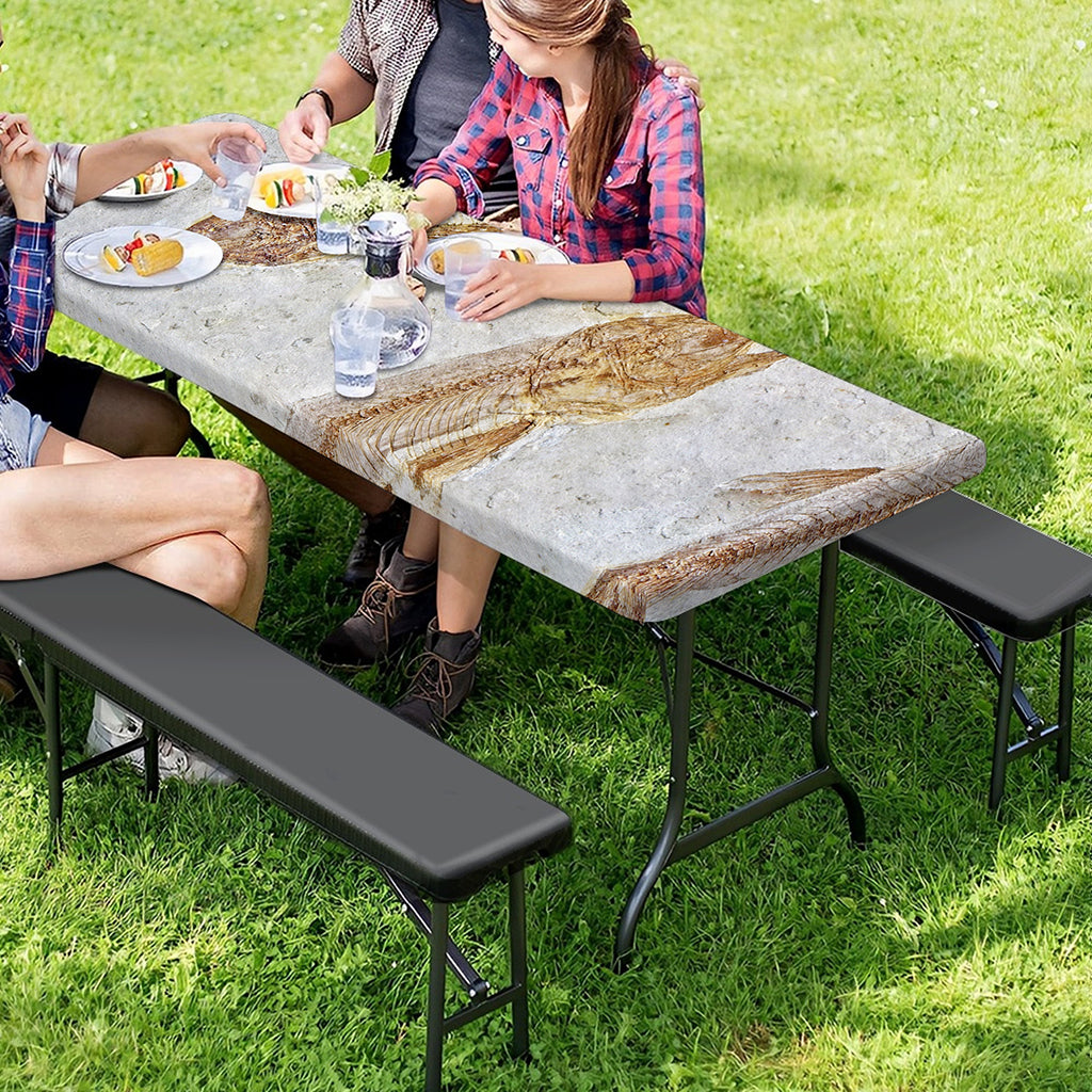 Lycoptera Fish Fossil Print Picnic Table Cover