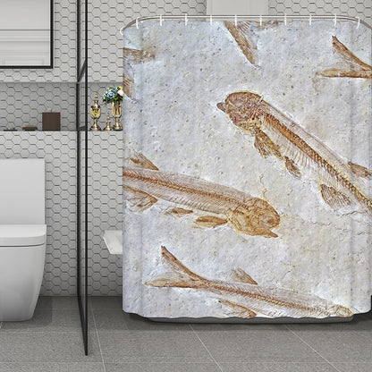 Lycoptera Fish Fossil Print Polyester Shower Curtain