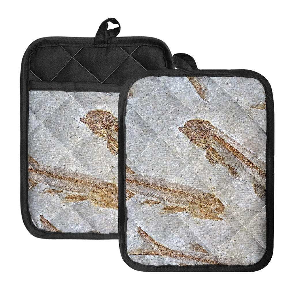 Lycoptera Fish Fossil Print Pot Holders With Pocket