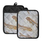 Lycoptera Fish Fossil Print Pot Holders With Pocket