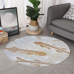 Lycoptera Fish Fossil Print Round Rug