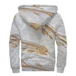 Lycoptera Fish Fossil Print Sherpa Lined Zip Up Hoodie